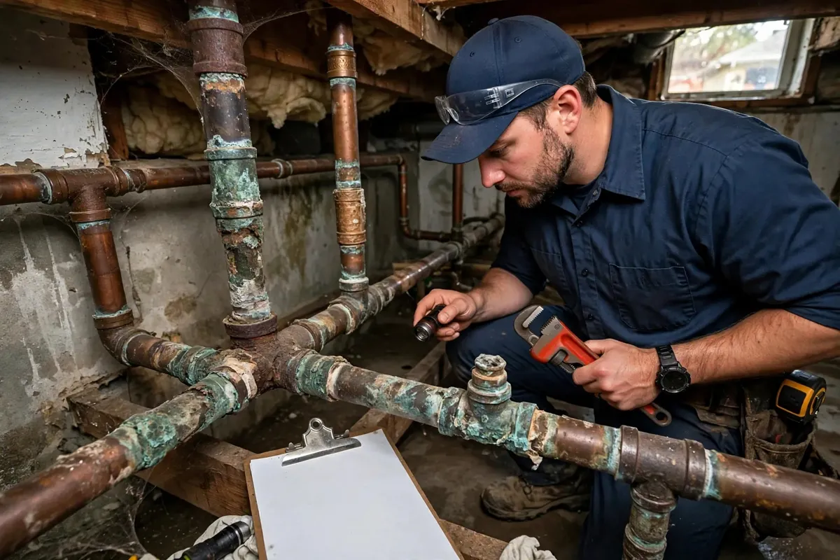 Repairing a corroded water line at a Wilmington home